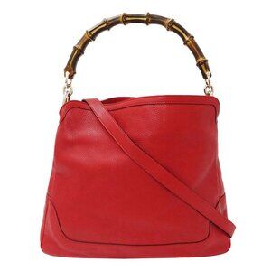 Gucci Bag Shoulder Bag 2-Way Bamboo Leather Red